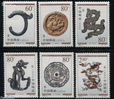 China People’s Republic 2000 Antique Art With Dragons 6v, Mint NH, Art - Art & Antique Objects - Unused Stamps
