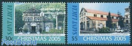 Saint Lucia 2005 Christmas 2v, Mint NH, Religion - Transport - Christmas - Churches, Temples, Mosques, Synagogues - Au.. - Noël