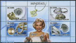 Sao Tome/Principe 2008 Jewellery 4v M/s, Mint NH, History - Performance Art - Geology - Marilyn Monroe - Art - Art & A.. - São Tomé Und Príncipe