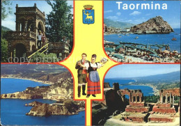 72340507 Taormina Sizilien Teilansichten Kueste Strand Ruine Trachten Taormina - Autres & Non Classés