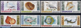 Grenada Grenadines 1979 Fauna 8v, Mint NH, Nature - Birds - Fish - Shells & Crustaceans - Sharks - Pesci