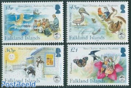 Falkland Islands 2005 H.C. Andersen 4v, Mint NH, Nature - Transport - Birds - Butterflies - Dogs - Ducks - Fish - Peng.. - Poissons