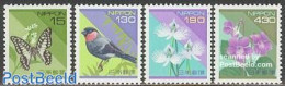 Japan 1994 Definitives 4v, Mint NH, Nature - Birds - Butterflies - Flowers & Plants - Neufs