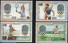 Niue 1987 Olympic Games 4v, Mint NH, Sport - Various - Olympic Games - Tennis - Money On Stamps - Tennis