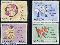 Samoa 1991 Christmas, Orchids 4v, Mint NH, Nature - Religion - Flowers & Plants - Orchids - Christmas - Navidad