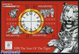 Niuafo'ou 1998 Year Of The Tiger, Singpex 4v M/s, Mint NH, Nature - Various - Cat Family - Philately - New Year - New Year