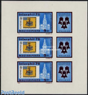 Hungary 1976 Interphil M/s Imperforated, Mint NH, History - Coat Of Arms - Stamps On Stamps - Ongebruikt