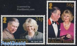 Falkland Islands 2005 Charles & Camilla Wedding 2v, Mint NH, History - Kings & Queens (Royalty) - Familles Royales