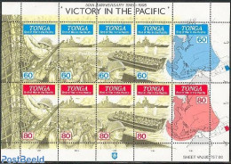 Tonga 1995 End Of World War II 10v M/s, Mint NH, History - Transport - Various - Militarism - World War II - Ships And.. - Militaria