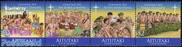 Aitutaki 2011 Christmas 4v [:::], Mint NH, Performance Art - Religion - Dance & Ballet - Musical Instruments - Christmas - Dans