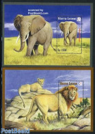 Sierra Leone 1995 Singapore 95, Animals 2 S/s, Mint NH, Nature - Animals (others & Mixed) - Cat Family - Elephants - Andere & Zonder Classificatie