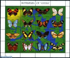 Guyana 1994 Butterflies 16v M/s, Mint NH, Nature - Butterflies - Guyana (1966-...)