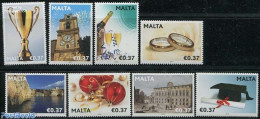 Malta 2012 Greeting Stamps 8v, Mint NH, Nature - Religion - Science - Various - Wine & Winery - Christmas - Education .. - Vini E Alcolici