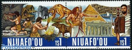 Niuafo'ou 1996 Stone Age 2v [:], Mint NH, History - Nature - Transport - Archaeology - History - Prehistoric Animals -.. - Archéologie