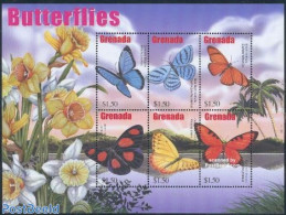Grenada 2002 Butterflies 6v M/s /Common Morpho, Mint NH, Nature - Butterflies - Flowers & Plants - Autres & Non Classés