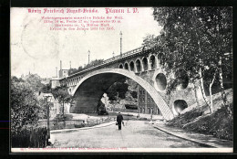 AK Plauen I. V., König Friedrich August-Brücke, Strassenpartie  - Plauen