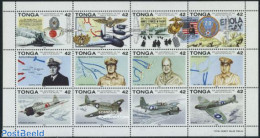 Tonga 1992 World War II 12v M/s, Mint NH, History - Transport - Various - Militarism - World War II - Aircraft & Aviat.. - Militaria