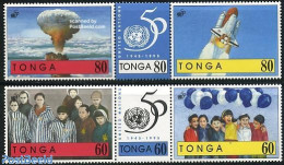 Tonga 1995 UNO, W.W. II 2x3v [::], Mint NH, History - Science - Transport - United Nations - World War II - Atom Use &.. - Guerre Mondiale (Seconde)
