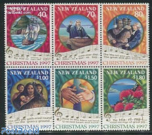 New Zealand 1997 Christmas 6v [++], Mint NH, Performance Art - Religion - Transport - Music - Staves - Christmas - Shi.. - Nuevos
