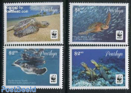 Penrhyn 2014 WWF, Pacific Green Turtle 4v (with Borders), Mint NH, Nature - Turtles - World Wildlife Fund (WWF) - Penrhyn