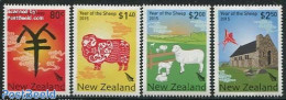 New Zealand 2015 Year Of The Sheep 4v, Mint NH, Nature - Religion - Various - Birds - Cattle - Churches, Temples, Mosq.. - Neufs