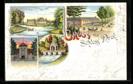 Lithographie Jüchen, Schloss Dyck, Partie Am See  - Other & Unclassified