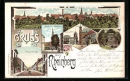 Lithographie Rheinberg, Orsoger Strasse, Markt Mit Marktbaum, Pulverthurm  - Autres & Non Classés