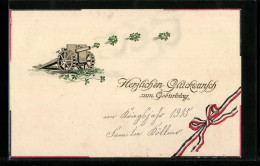 AK Herzlichen Glückwunsch Zum Geburtstag, Kleeblatt-Artillerie  - War 1914-18