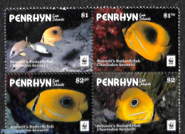 Penrhyn 2017 WWF, Coral Butterfly 4v [+] Or [:::], Mint NH, Nature - Fish - World Wildlife Fund (WWF) - Poissons