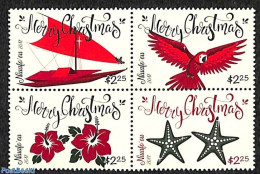 Niuafo'ou 2017 Christmas 4v [+], Mint NH, Birds - Flowers & Plants - Parrots - Christmas - Ships And Boats - Natale
