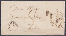Pays-Bas - L. Datée 17 Janvier 1861 De RHENEN Càd WAGENINGEN /17/1/1861 Pour ARNHEM (au Dos: Griffe "RHENEN" & Càd Arriv - Brieven En Documenten