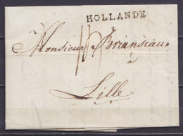 Pays-Bas - L. Datée 12 Septembre 1808 De AMSTERDAM Pour LILLE - Griffe "HOLLANDE" - Port "14" - ...-1852 Préphilatélie