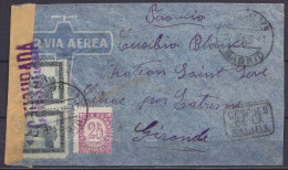 Espagne - L. Par Avion Càd MADRID /22 JUN 1938 Pour LATRESNE (Gironde France) - Griffe [DESPUES DE LA SALIDA] - Bande Et - Lettres & Documents