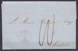 Pays-Bas - L. Datée 4 Août 1858 De DRUTEN Càd TIEL /5/8/1858 Pour ARNHEM (au Dos: Griffe "DRUTEN" & Càd Arrivée ARNHEM) - Lettres & Documents
