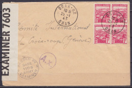 Algérie - L. Affr. 4f Càd "ORAN - R.P. /25-1-1943/ ORAN" Pour Comité De La Croix-Rouge à GENEVE - Bande Et Cachets Censu - Briefe U. Dokumente