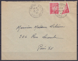 LSC (sans Contenu) Affr. N°514 (Pétain) + ½ N°514 (demi-timbre) Càd "PARIS-XII /12-1-1942/ R.CROZATIER" Pour PARIS XV - 2. Weltkrieg 1939-1945