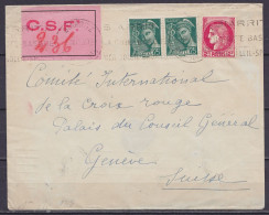 L. Affr. N°411x2 + N°373 Flam. BIARRITZ /-3.VIII 1940 Pour Commité International De La Croix-Rouge à GENEVE - étiquette  - WW II