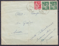 L. Affr. N°432x2 + N°283 Càd "MONSTURS /-6.12 1940/ MAYENNE" Pour Commité International De La CROIX-ROUGE à GENEVE - Ser - 2. Weltkrieg 1939-1945