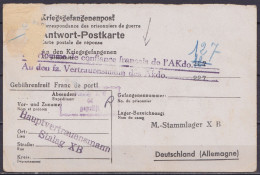 CP Réponse Antwort-Postkarte Kriegsgefangenenpost De L'homme De Confiance Du Stalag XB Datée 16 Mai 1944 Pour Stammlager - Guerre De 1939-45