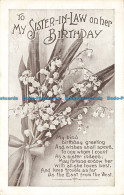 R663285 To My Sister In Law On Her Birthday. Postcard. 1922 - Monde