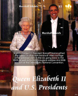 Marshall Islands 2021 Queen Elizabeth II With Pres. Obama S/s, Mint NH, History - American Presidents - Kings & Queens.. - Königshäuser, Adel