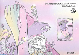 Spain 2022 Woman Day S/s, Mint NH, History - Nature - Women - Roses - Ongebruikt