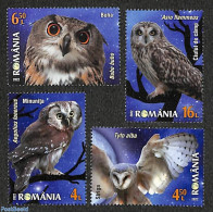 Romania 2022 Owls 4v, Mint NH, Nature - Birds - Birds Of Prey - Owls - Unused Stamps