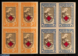 Estonia 1921 Red Cross 2v Imperforated, Blocks Of 4 [+] , Mint NH, Health - Red Cross - Red Cross