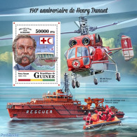 Guinea, Republic 2018 190th Anniversary Of Henri Dunant, Mint NH, Health - Transport - Red Cross - Helicopters - Aircr.. - Rotes Kreuz