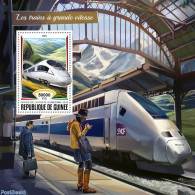 Guinea, Republic 2018 High Speed Trains, Mint NH, Sport - Transport - Mountains & Mountain Climbing - Railways - Arrampicata