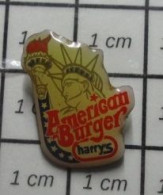 713B Pin's Pins / Beau Et Rare / ALIMENTATION / STATUE DE LA LIBERTE AMERICAN BURGER HARRY’S - Food