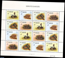Macao 1989 Snakes M/s, Mint NH, Nature - Reptiles - Snakes - Unused Stamps