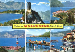 72338881 Malcesine Lago Di Garda Panorama Gardasee Burgruine Hafen Badesteg Kabi - Autres & Non Classés
