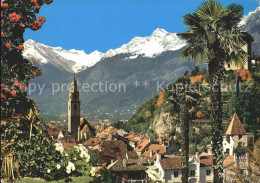 72338851 Meran Merano Gegen Texelgruppe Kirche Schloss Palmen Meran Merano - Autres & Non Classés